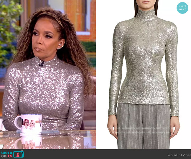 Ralph Lauren Sequin Turtleneck Top worn by Sunny Hostin on The View