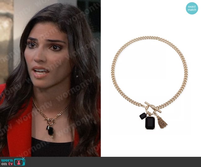 LAUREN Ralph Lauren Stone Charm Pendant Necklace worn by Brook Lynn Quartermaine (Amanda Setton) on General Hospital