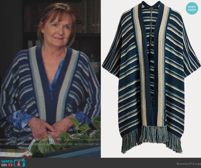 Ralph Lauren Striped Cotton Fringe-Trim Cardigan