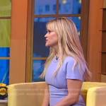 Reese Witherspoon’s lilac short sleeve sheath dress on Good Morning America