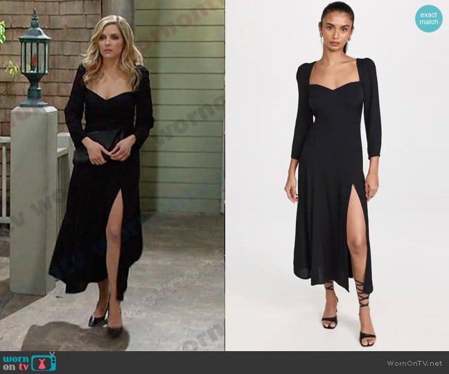 Reformation Mara Dress with Slit worn by Theresa Donovan (Jen Lilley) on Days of our Lives