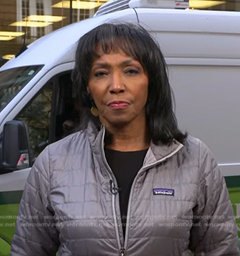 Rehema Ellis's grey quilted jacket on NBC News Daily