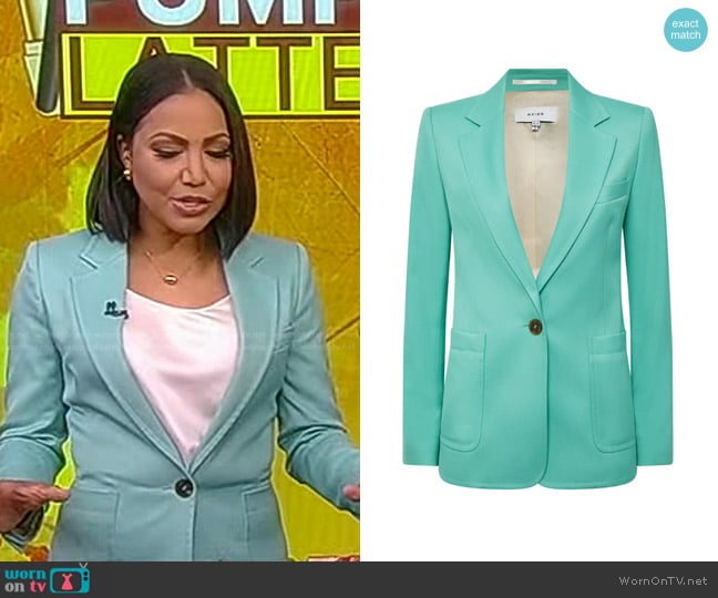 Reiss Ember Blazer in Spearmint worn by Stephanie Ramos on Good Morning America