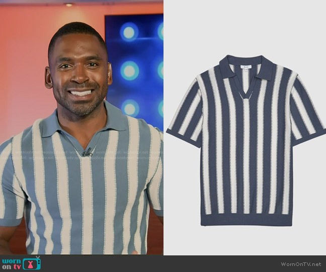 Reiss Morocco Striped Open Collar Polo worn by Justin Sylvester on Today