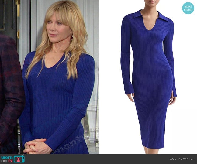 Reiss Ronnie Knit Bodycon Dress in Blue worn by Kristen DiMera (Stacy Haiduk) on Days of our Lives