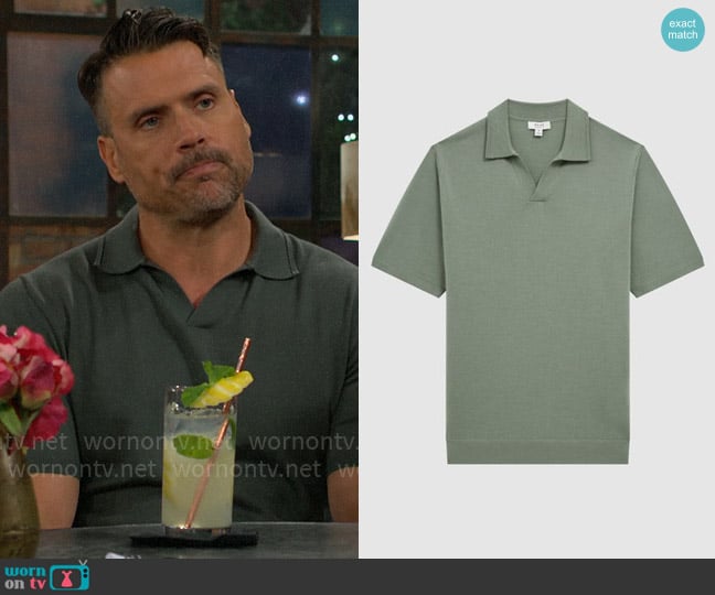 Reiss Duchie Polo in Kale worn by Nick Newman (Joshua Morrow) on The Young and the Restless