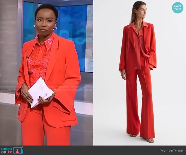 WornOnTV: Zinhle’s red lace shirt and blazer on NBC News Daily | Zinhle ...