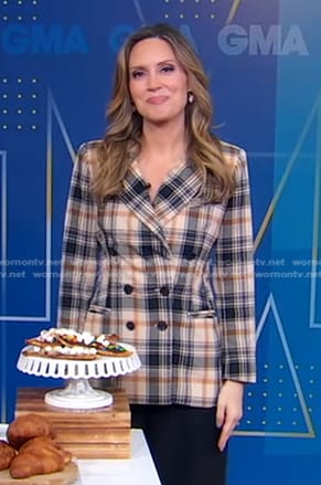 Rhiannon's beige plaid blazer on Good Morning America