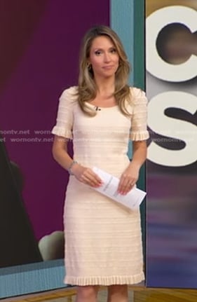 Rhiannon's ivory ribbed ruffle dress on Good Morning America