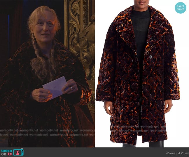 Rhode Ezra Floral Velvet Quilted Coat worn by Meryl Streep (Meryl Streep) on Only Murders in the Building