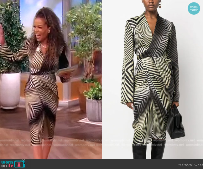 Rick Owens Luxor geometric-print wrap dress worn by Sunny Hostin on The View