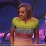 Robin’s multicolor striped ribbed knit dress on Good Morning America