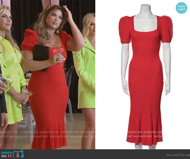 Ronny Kobo Square Neckline Long Dress worn by Emily Simpson on The Real Housewives of Orange County