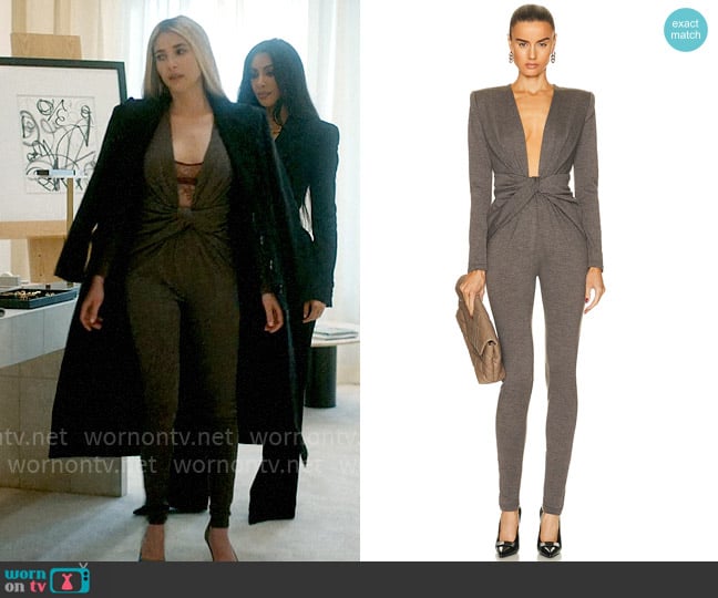 Saint Laurent Long Sleeve Jumpsuit worn by Anna Victoria Alcott (Emma Roberts) on American Horror Story