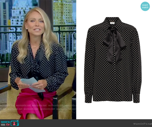 WornOnTV: Kelly’s black polka dot blouse on Live with Kelly and Mark ...