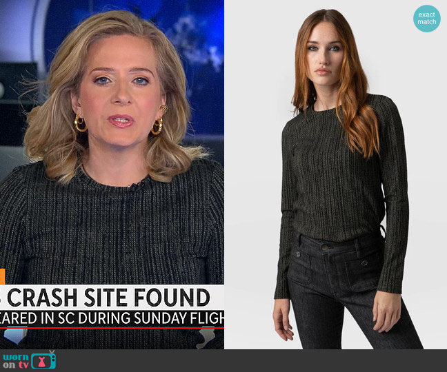 Saint + Sofia Glen Crew Neck Tee in Green Pixel worn by Christina Ruffini on CBS Mornings