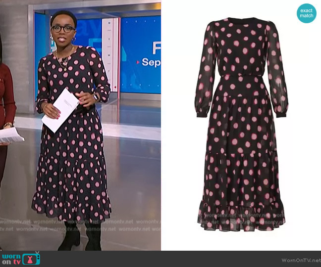 Saloni Isabel Polka Dot Dress worn by Zinhle Essamuah on NBC News Daily