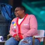 Sam Jay's pink Hello Kitty cardigan on Good Morning America