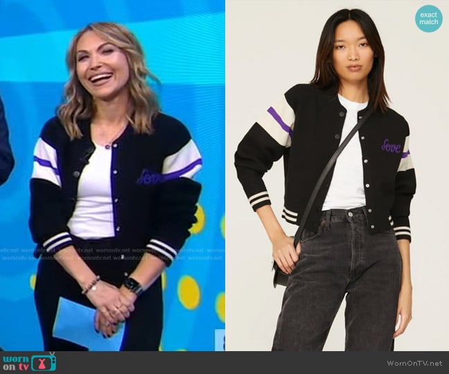 Sandro Ashton Varsity Cardigan worn by Lori Bergamotto on Good Morning America