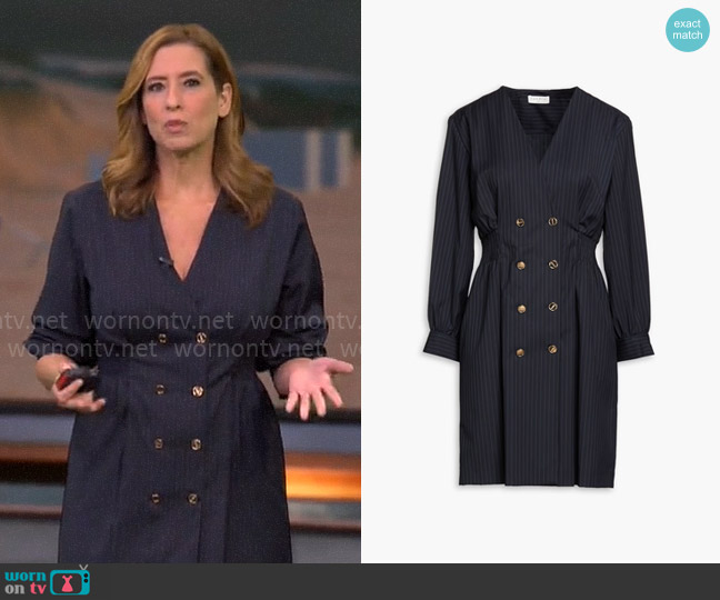 WornOnTV: Stephanie Abrams’ navy double-breasted dress on CBS Mornings ...