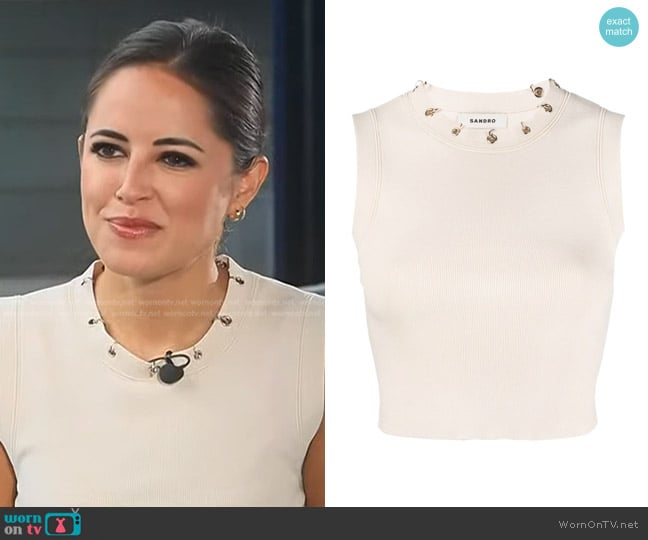 Sandro Reva Sleeveless Knit Crop Sweater worn by Kaylee Hartung on Today