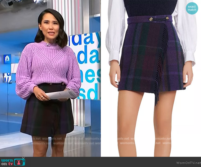 WornOnTV: Vicky’s purple ruffle top and plaid mini skirt on NBC News ...