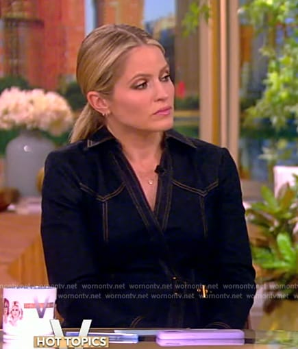 Sara’s denim belted midi dress on The View