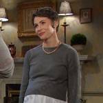 Sarah’s grey mixed media maternity sweater on Days of our Lives