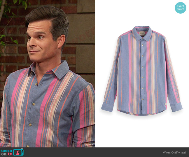 Scotch & soda Crinkled Voile Shirt worn by Leo Stark (Greg Rikaart) on Days of our Lives