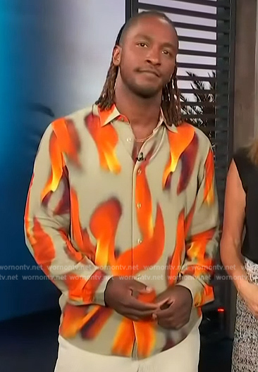 Scott's flame print shirt on Access Hollywood