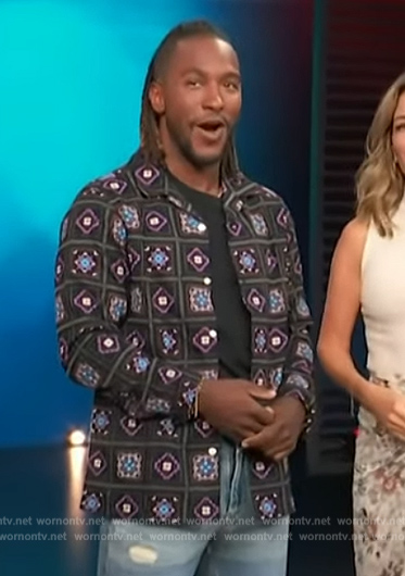 Scott's black embroidered shirt on Access Hollywood