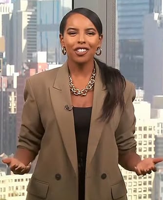 Mona's khaki oversized blazer on Extra