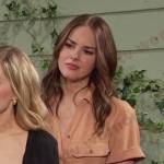 Stephanie’s beige pleated dress on Days of our Lives