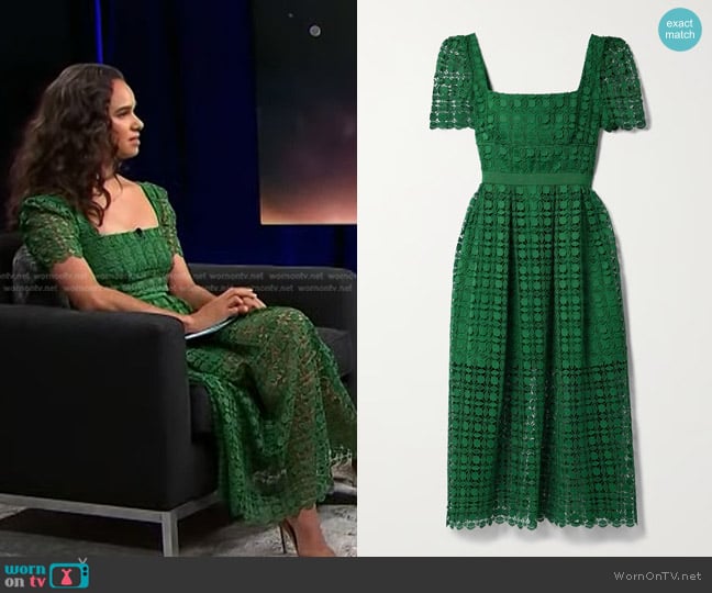 Self-Portrait Grosgrain-Trimmed Corded Lace Midi Dress worn by Misty Copeland on Today