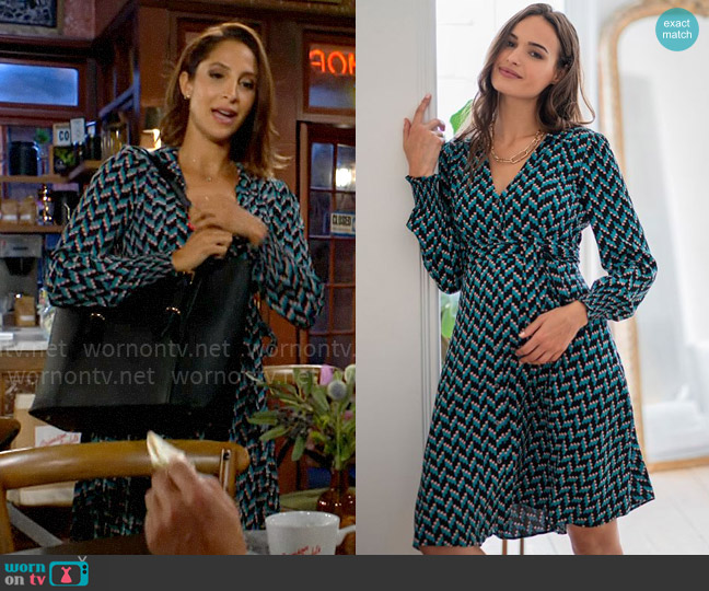 Seraphine Teal Maternity & Nursing Shirt Dress worn by Lily Winters (Christel Khalil) on The Young and the Restless