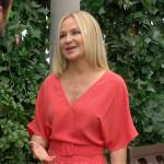 Sharon’s red ruched front dress on The Young and the Restless