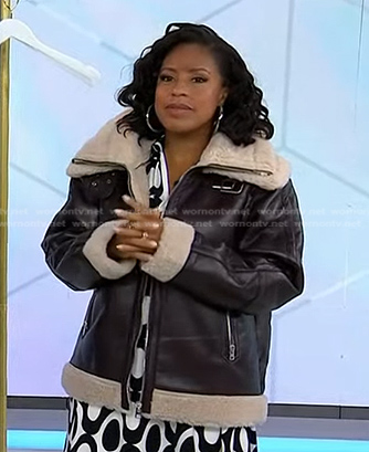 Sheinelle's brown shearling leather jacket on Today