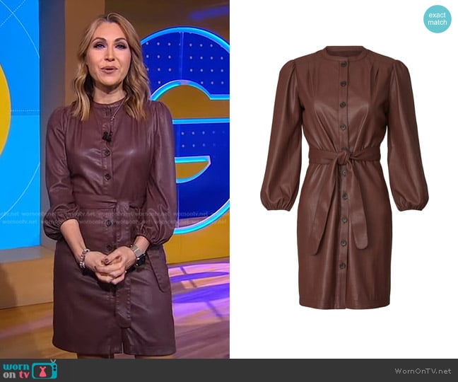 Shoshanna Tallen Faux Leather Shirtdress worn by Lori Bergamotto on Good Morning America