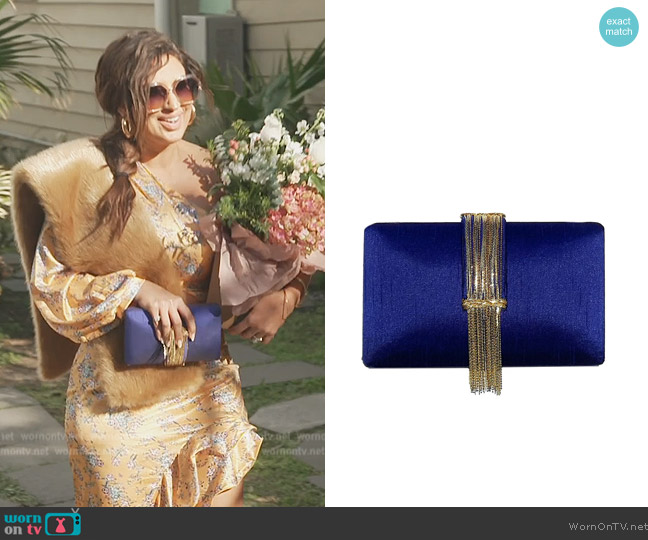 Simitri Sapphire Fringe Clutch worn by Leva Bonaparte on Southern Charm