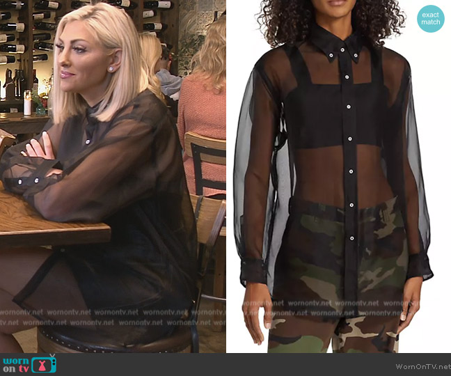 Sprwmn Oversized Organza Shirt worn by Gina Kirschenheiter on The Real Housewives of Orange County