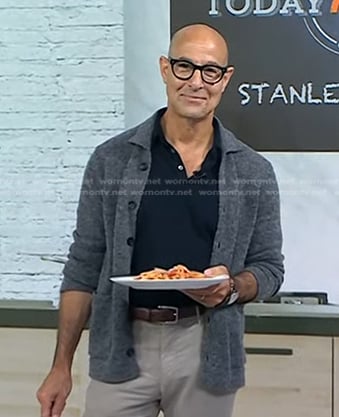 Stanley Tucci’s grey cardigan on Today