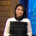 Stephanie’s black colorblock blouse on Good Morning America