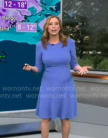 Stephanie Abrams’s light blue flared dress on CBS Mornings