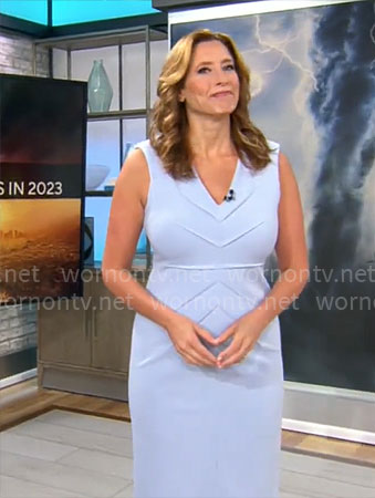 Stephanie Abrams' light blue v-neck dress on CBS Mornings