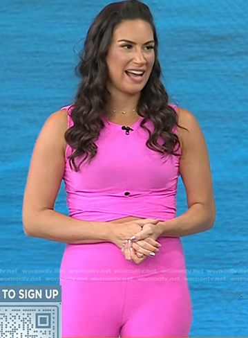 Stephanie Mansour's pink cropped top and leggings on Today