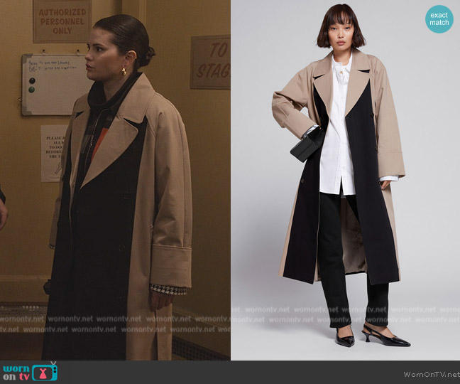 & Other Stories Relaxed Double-Breasted Trench Coat worn by Mabel Mora (Selena Gomez) on Only Murders in the Building