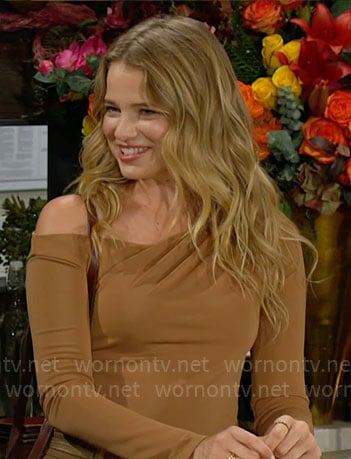 Summer's brown one shoulder top on The Young and the Restless