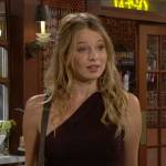 Summer’s brown one-shoulder crop top and skirt set on The Young and the Restless