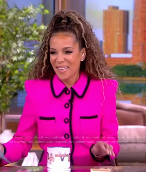 Sunny's pink contrast trim blazer on The View