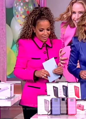 Sunny's pink contrast trim blazer on The View